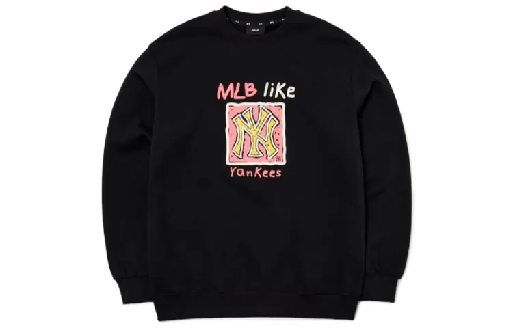 MLB Sweatshirts Unisex Black Crew Neck Moderate