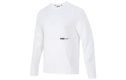 PUMA Sweatshirts Men's White Crew Neck Moderate Regular