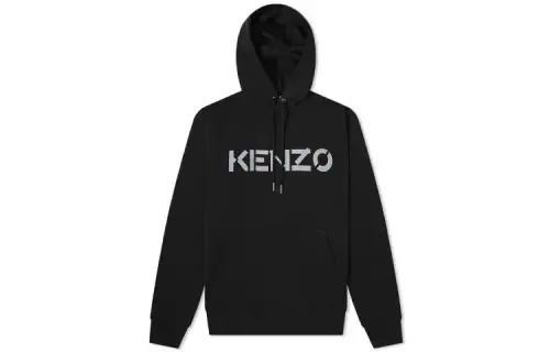 KENZO Sweatshirts Men's Black Hooded Moderate Heavyweight