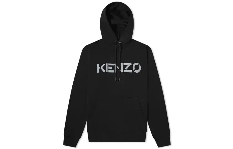 KENZO Sweatshirts Men's Black Hooded Moderate Heavyweight