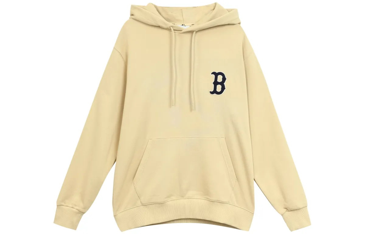 MLB Monogram Sweatshirts Unisex Beige Yellow Hooded Moderate Regular
