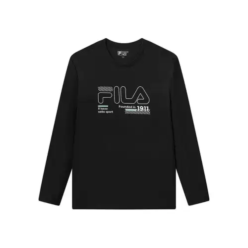 FILA T Shirts Men's Jet Black Crew Neck Moderate Straight Fit