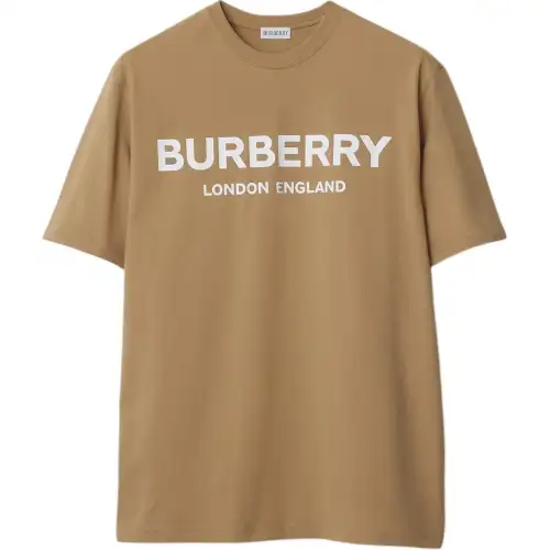 Burberry T Shirts Men's Beige Crew Neck Moderate