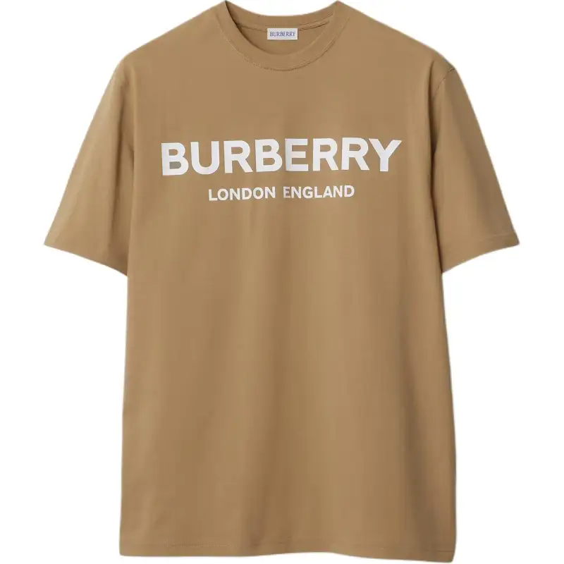 Burberry T Shirts Men's Beige Crew Neck Moderate