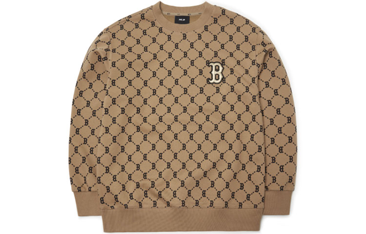 MLB Presbyopia Series Boston Red Sox Letters Presbyopia Casual Round Neck Sweatshirt Unisex for Men and Women Brown