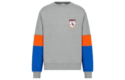 DIOR Quarterly New Products Sweatshirts Men's Gray Crew Neck Moderate Regular