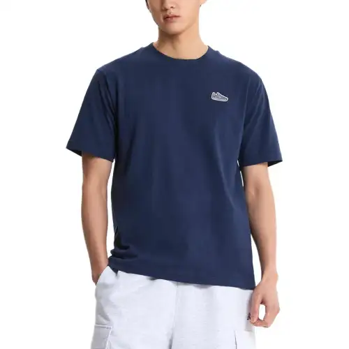 New Balance T Shirts Men's Blue Crew Neck Straight Fit