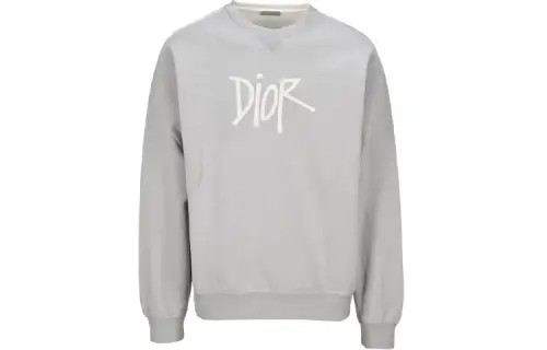 DIOR Quarterly New Products Sweatshirts Men's Gray Crew Neck Moderate Regular