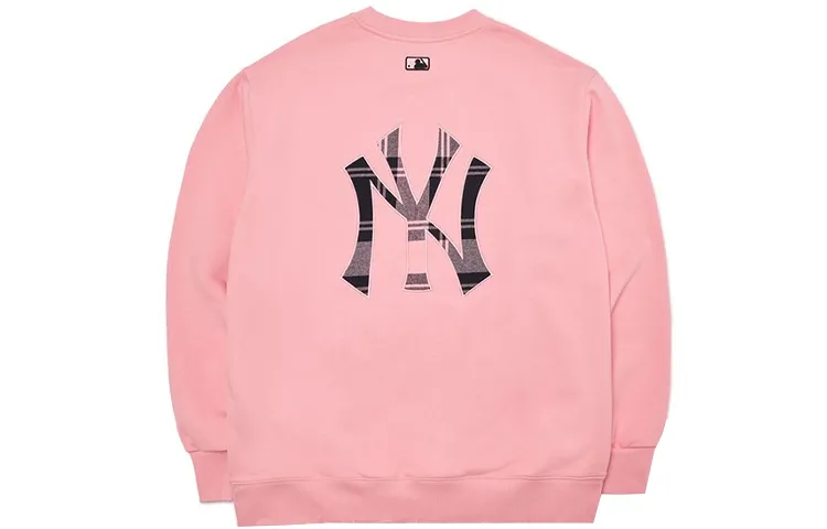 MLB Basic Logo Sweatshirts Unisex Pink Crew Neck Moderate Regular