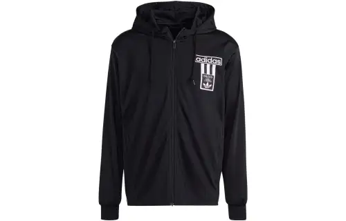 Adidas Originals Sweatshirts Men's Black Hooded Moderate Cardigan
