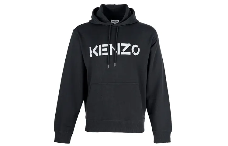 KENZO Sweatshirts Men's Black Hooded Moderate Regular