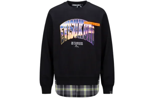 EVISU Sweatshirts Unisex Crew Neck Moderate Mock Two Piece
