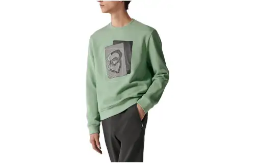 HERMES Sweatshirts Men's Aqua Blue Crew Neck Moderate Other