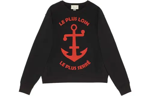 GUCCI Sweatshirts Men's Black Crew Neck Moderate Regular