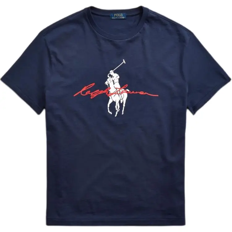 Polo Ralph Lauren Big Pony T Shirt Custom Slim Fit Men's Marine Blue