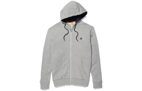 Timberland Sweatshirts Men's Light Gray Hooded Moderate Cardigan