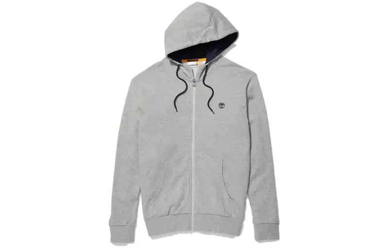 Timberland Sweatshirts Men's Light Gray Hooded Moderate Cardigan