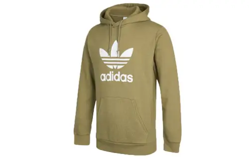Adidas Originals Trefoil Sweatshirts Men's Green Hooded Moderate Regular