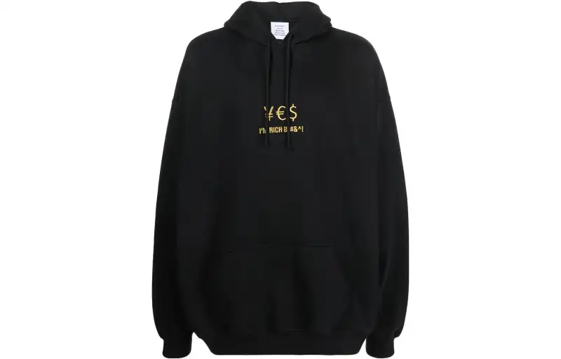 Vetements Sweatshirts Unisex Black Hooded Moderate Other