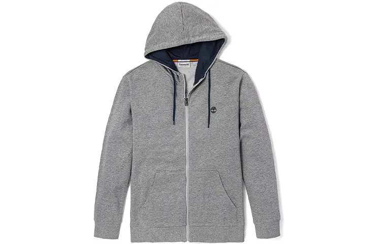 Timberland Sweatshirts Men's Medium Heather Gray Hooded Moderate Cardigan