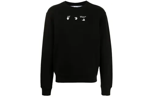 OFF-WHITE Black sweatshirt for swimming with a round collar, with your logo imprint, loose fit, cut