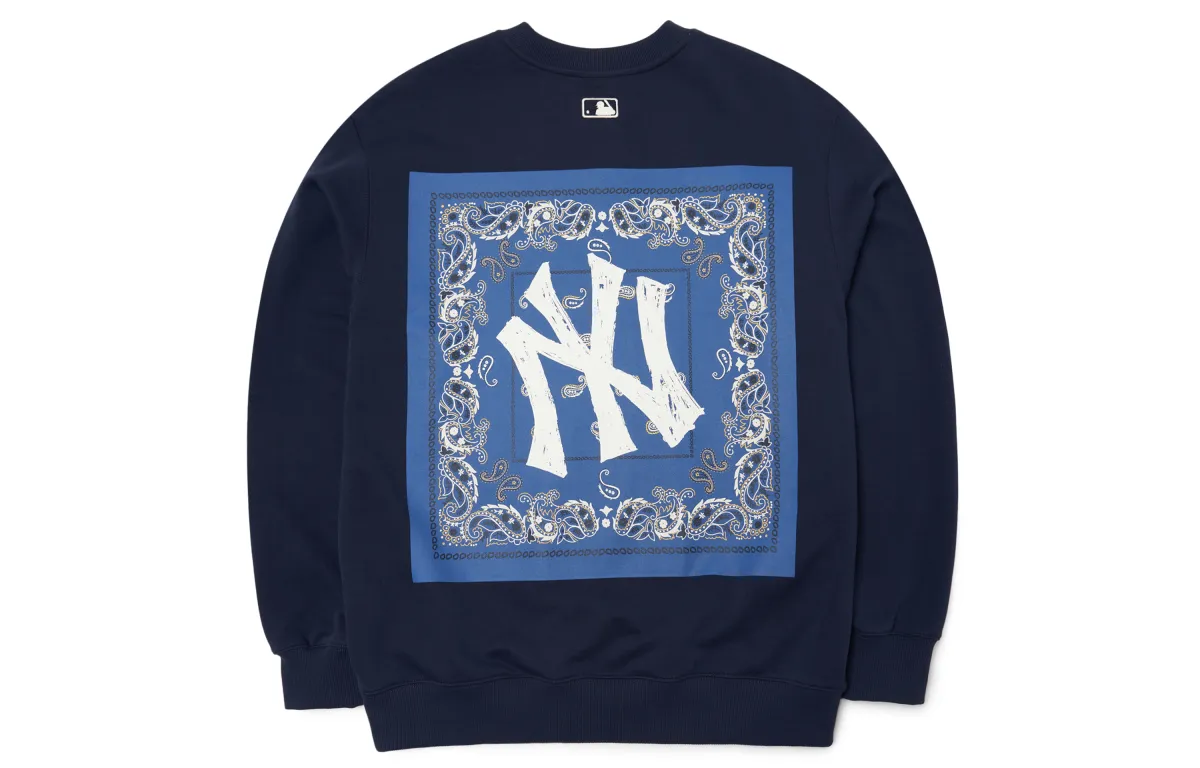 MLB Paisley Sweatshirts Unisex Dark Marine Blue Crew Neck Moderate Other