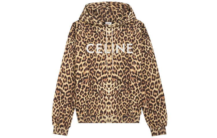 CELINE Sweatshirts Men's Leopard Print Hooded Moderate Regular