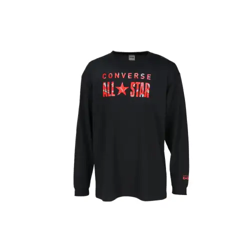 Converse T Shirts Men's Black Crew Neck Moderate Straight Fit