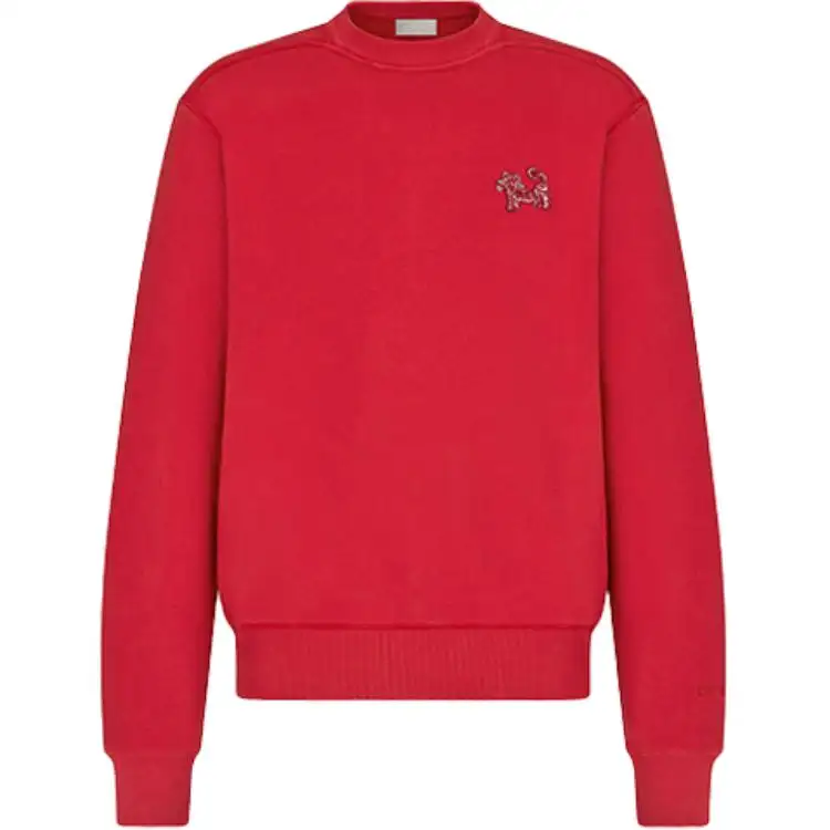 DIOR Quarterly New Products Sweatshirts Men's Red Crew Neck Moderate Regular