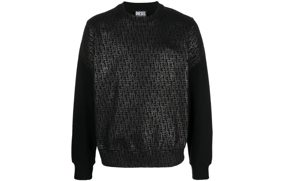 DIESEL Sweatshirts Men's Black Crew Neck Moderate Regular