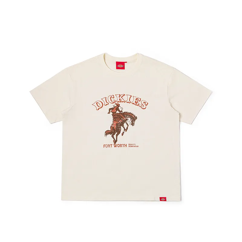 Dickies T Shirts Unisex Cream Crew Neck Moderate Straight Fit