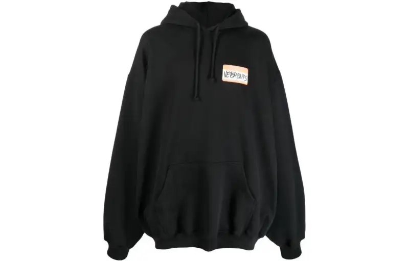 Vetements Sweatshirts Men's Black Hooded Moderate Regular