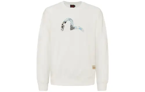 EVISU Sweatshirts Men's White Crew Neck Moderate Regular