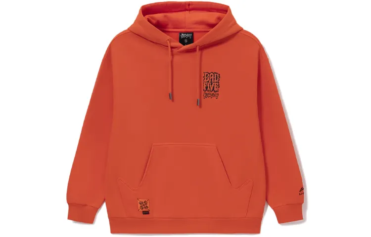 Li Ning Badfive Foam Loose Fit Fleece Lined Hooded Pullover Sweatshirt Unisex Orange