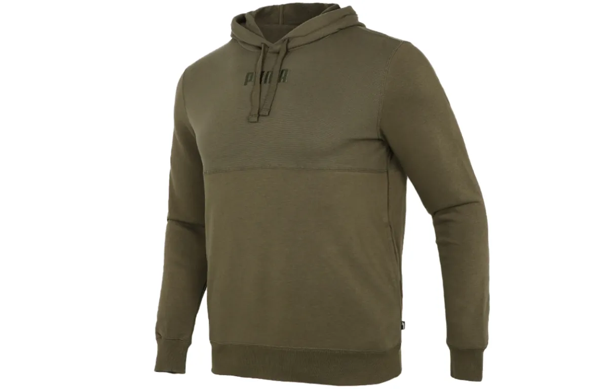 PUMA Sweatshirts Men's Army Green Hooded Moderate Straight Fit