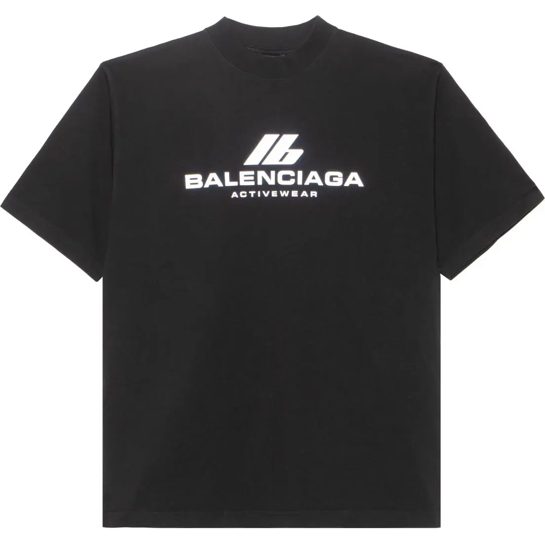 Balenciaga Activewear Logo Letter Print Crew Neck Short Sleeved SS24 T Shirt Loose Fit Unisex Black
