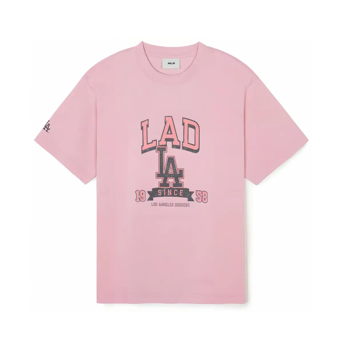 MLB Los Angeles Dodgers T-Shirts Unisex Pink Crew Neck Moderate Straight Fit
