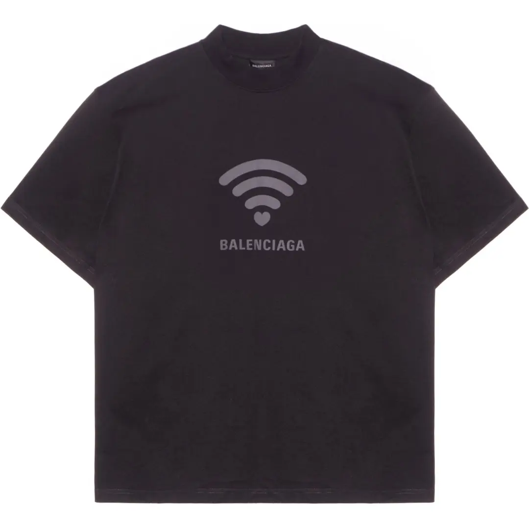 Balenciaga 520 Capsule T Shirts Men's Black Crew Neck Moderate Straight Fit