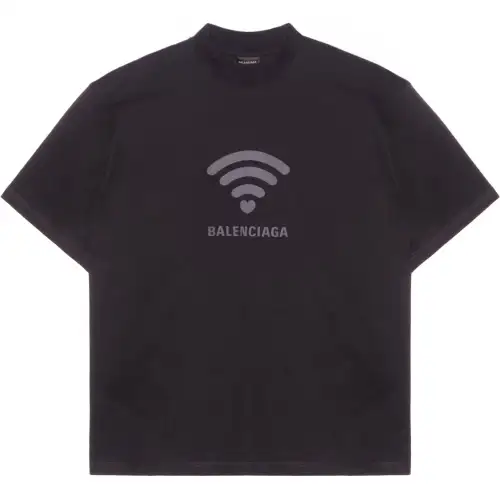 Balenciaga 520 Capsule T Shirts Men's Black Crew Neck Moderate Straight Fit