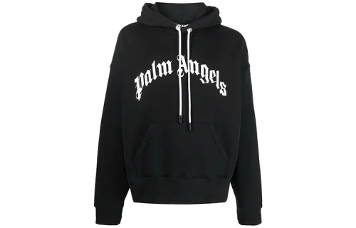 Palm Angels curved logo-print hoodie