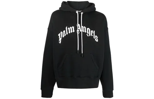 Palm Angels curved logo-print hoodie