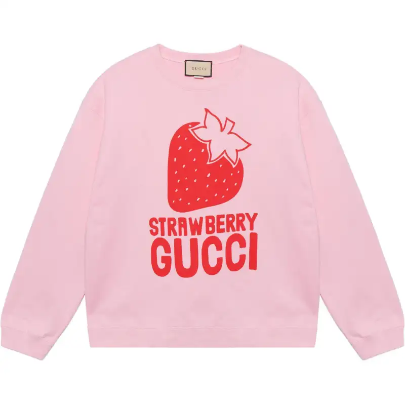 GUCCI Sweatshirts Men's Pink Crew Neck Moderate Regular