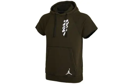 Jordan Zion Sweatshirts Men's Green Hooded Moderate Regular