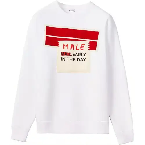 LOEWE Sweatshirts Men's White Crew Neck Moderate Regular