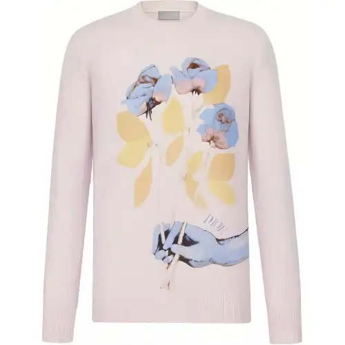 DIOR Sweatshirts Men's Light Pink Crew Neck Moderate Regular