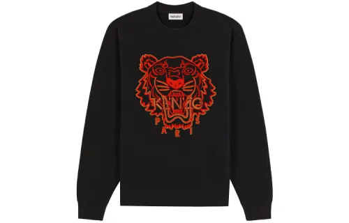 KENZO Sweatshirts Men's Black Crew Neck Moderate Heavyweight