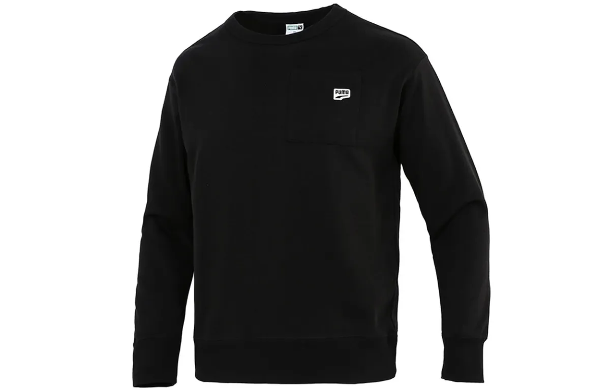 PUMA Sweatshirts Men's Black Crew Neck Moderate Regular