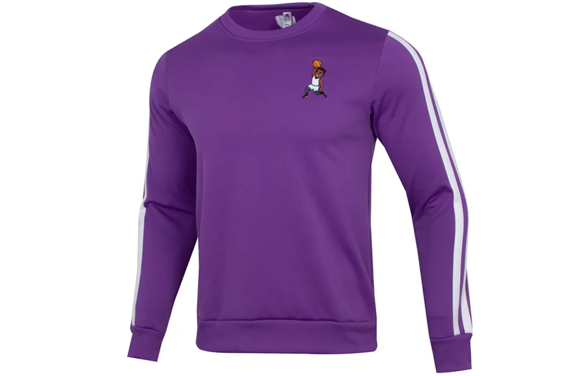 Adidas Sweatshirts Men's Purple Crew Neck Moderate Regular