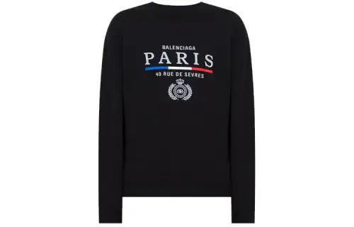 Balenciaga Sweatshirts Men's Black Crew Neck Moderate Regular