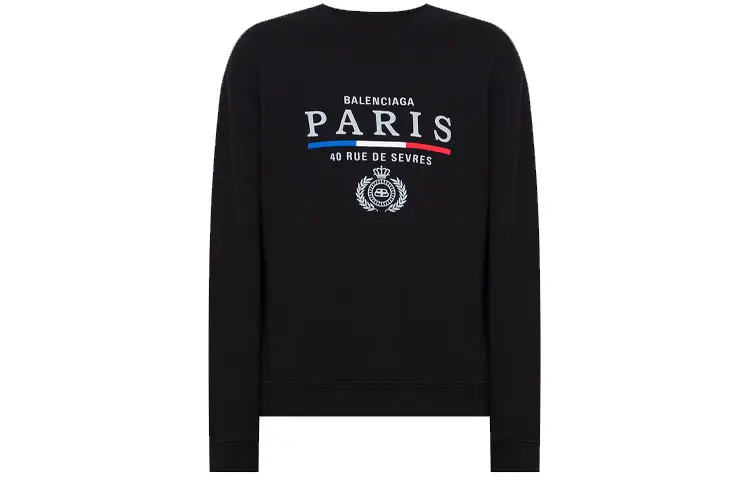 Balenciaga Sweatshirts Men's Black Crew Neck Moderate Regular